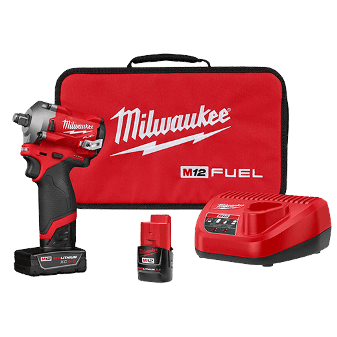 Milwaukee M12 FUEL 1/2" Stubby Impact Wrench w/ two Batteries 2555-22