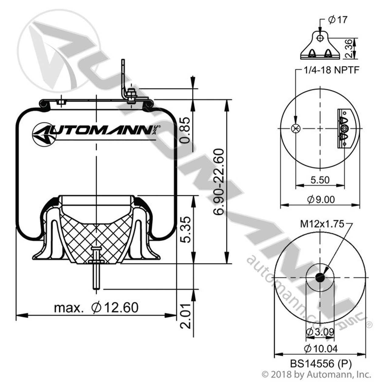 Air Bag for Volvo / Mack Suspensions- Replaces W01-358-8463 / 1R12-647