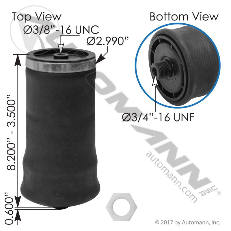 Automann ABSZ70-7201 Cab Air Bag for Select Freightliner