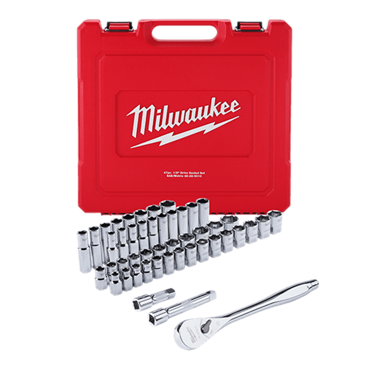 Milwaukee 1/2" 47pc FLAT FOUR Ratchet and Socket Kit- SAE/Metric 48-22-9010