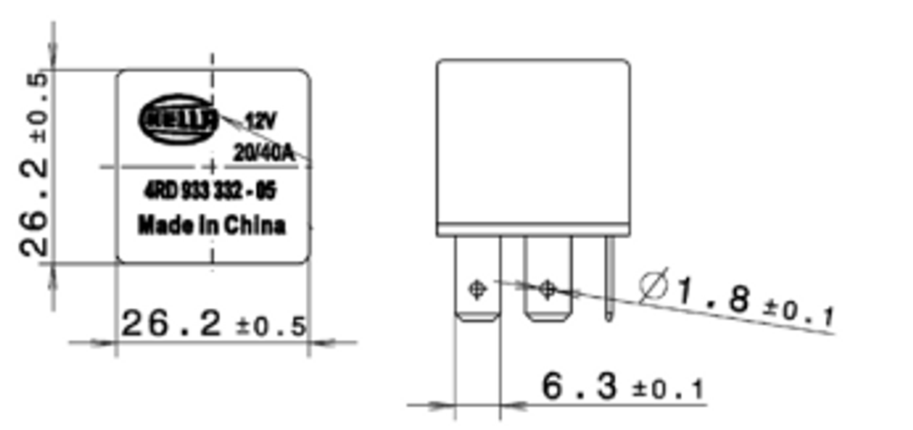 Hella 40A S1 Relay- 5 Pin, 20/40A SPDT 933332051