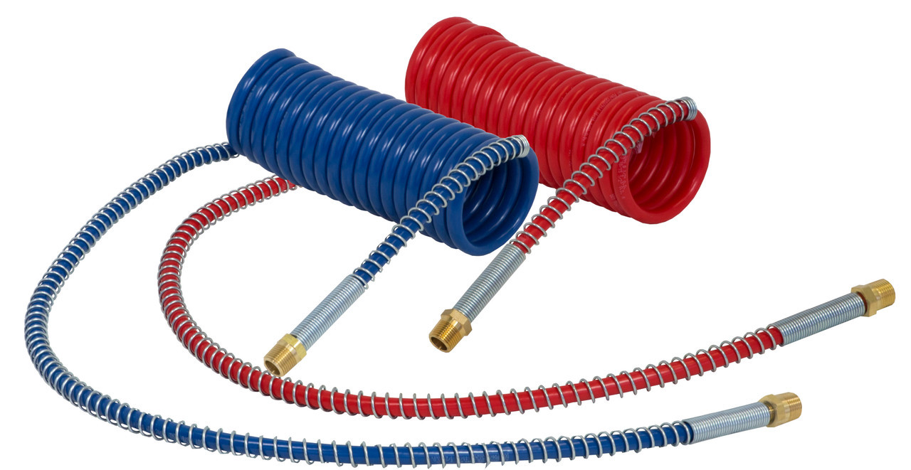 Tectran 17220-040 Coiled Trailer Air Line Set- 20' w/ 40" x 12" Leads- Industry Grade