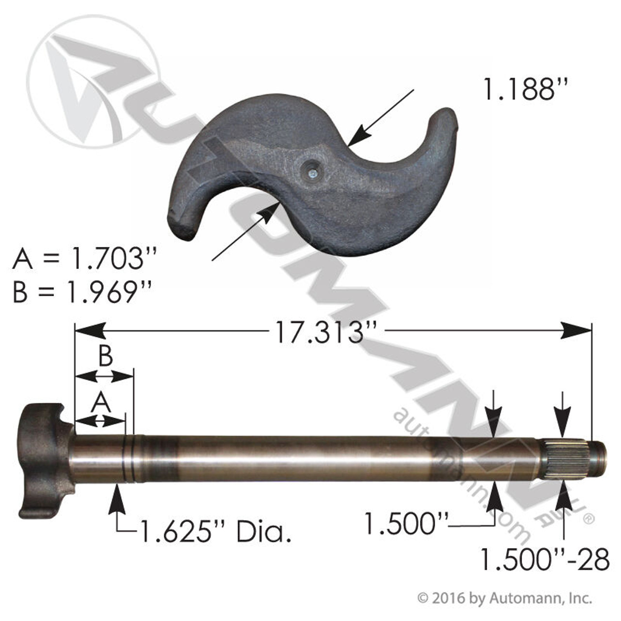 Camshaft for Q-Plus Shoes- 17.313" Length- RH