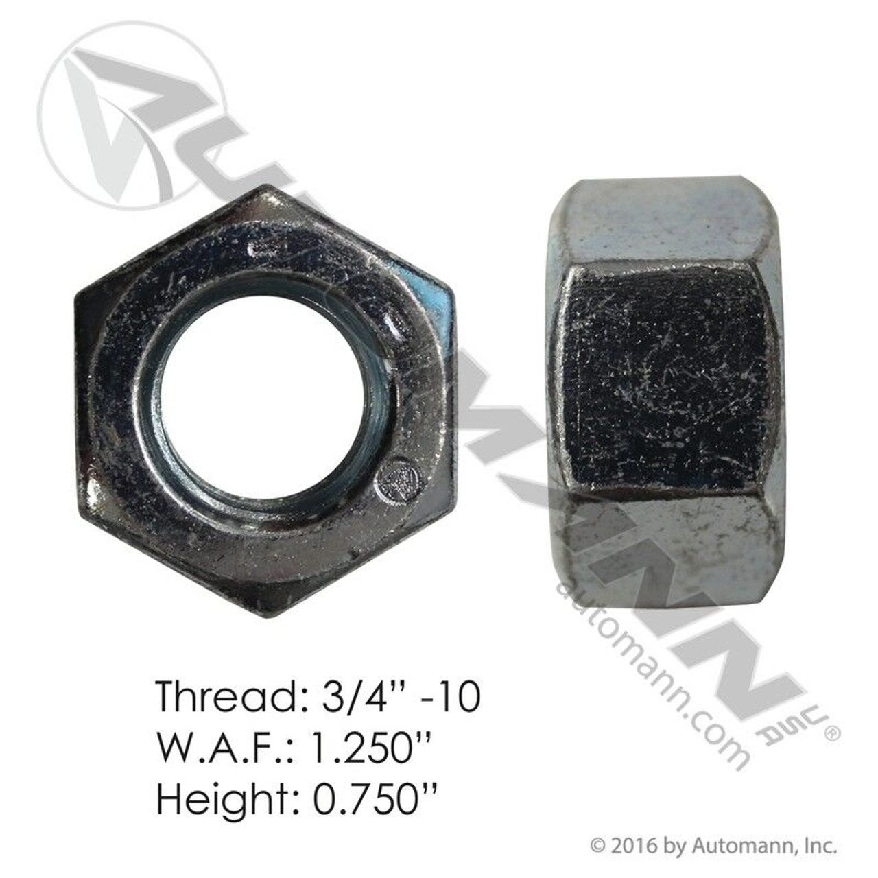 Rim Nut For Spoke Wheels- 3/4"-10 Thread- 1.25" Hex