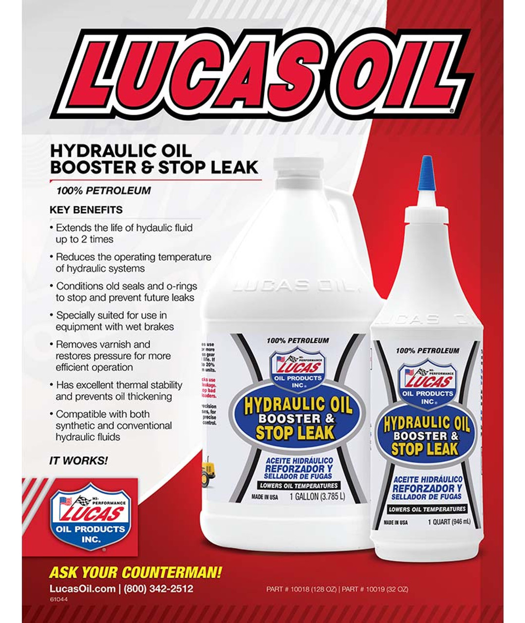 Lucas Hydraulic Oil Booster & Stop Leak- 1 Quart (10019)