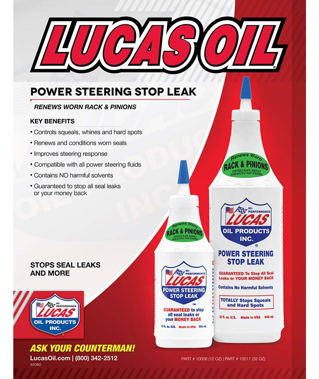 Lucas 10008 Lucas Power Steering Stop Leak- 12oz (10008)