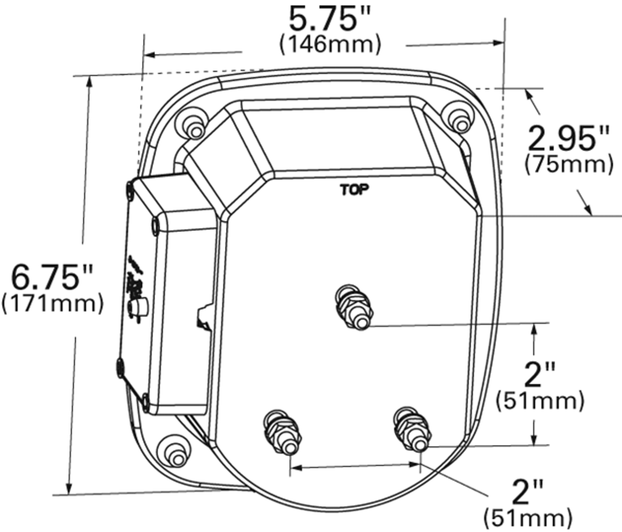 Grote 53902 Box Combo Lamp-RH 3 Stud Torsion-Mount, 4 Post Junction Box- w/ License Window- Incandescent