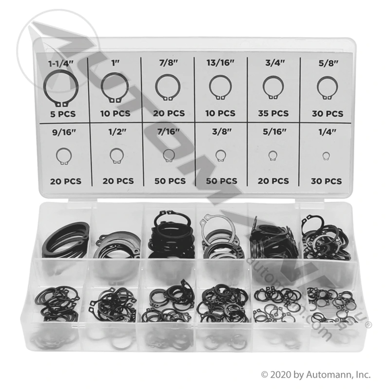 Automann 562hk300sr Snap Ring Assortment Kit 300 Pieces 