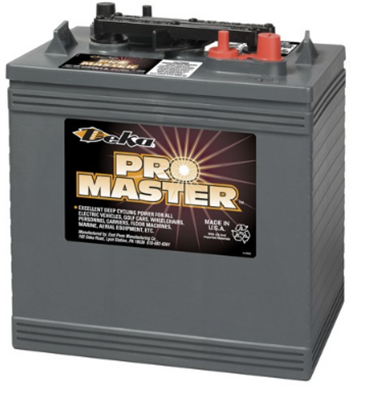 Deka Pro Master GC2 Golf Cart Battery- 235 20 Hour Cap, 488 mins @ 25A- GC25