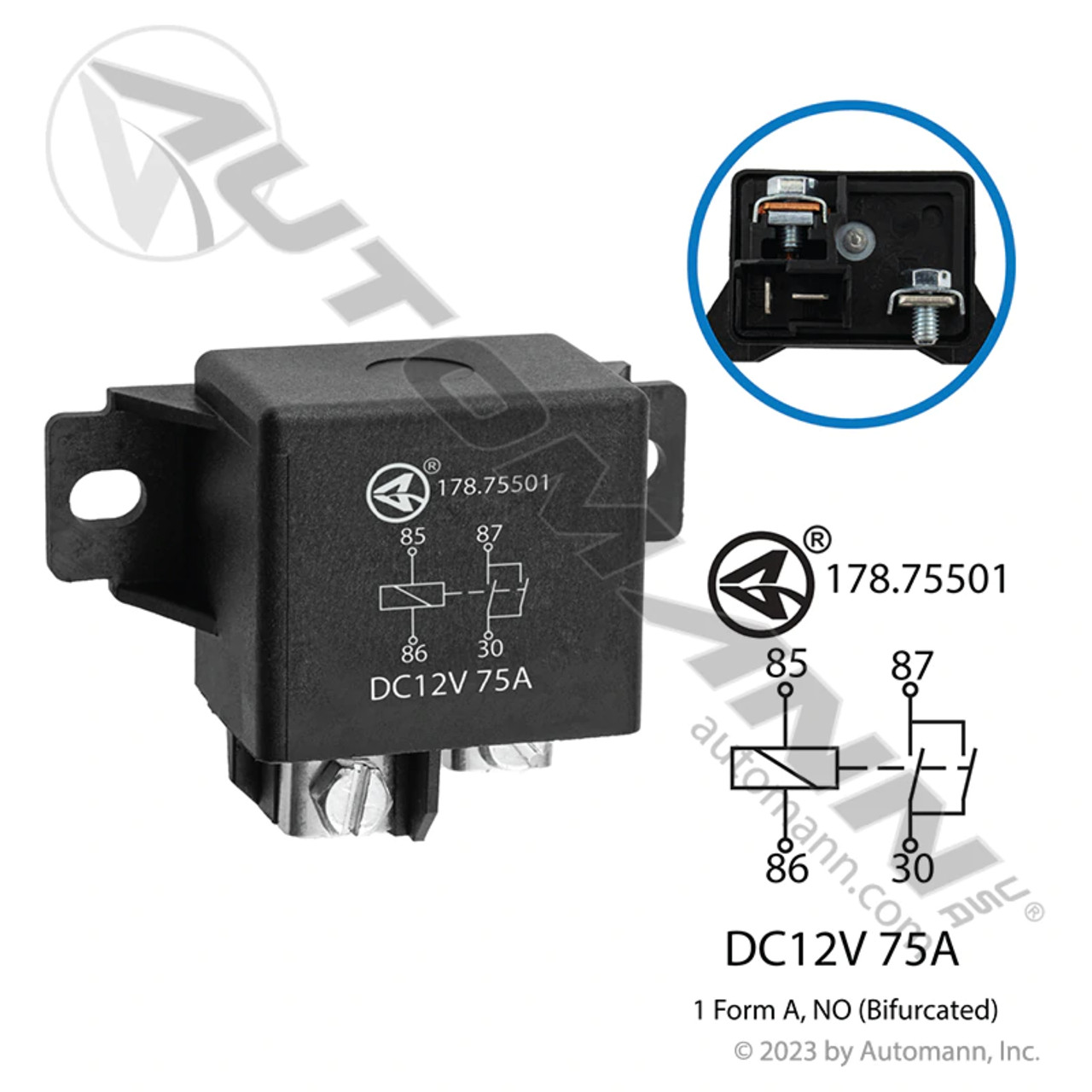 Power Relay- 4 Pin, 12v, SPST, 75a- replaces Bosch 0 332 002 150