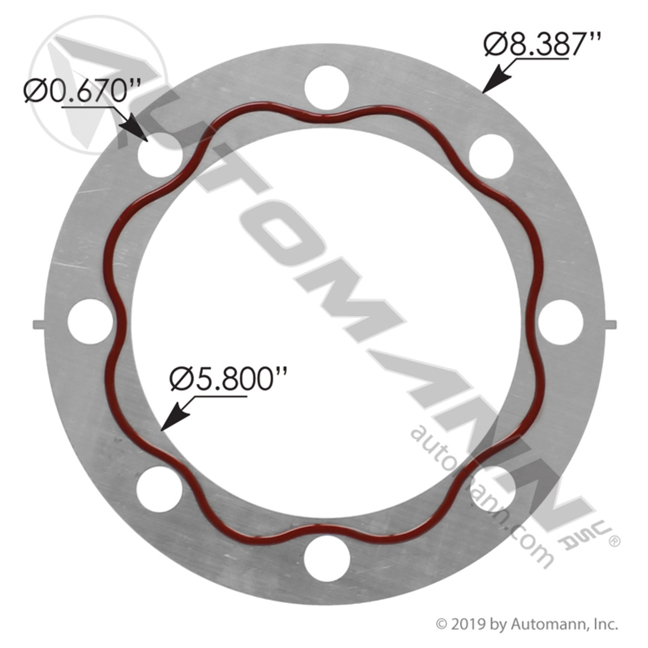 Drive Flange Gasket- Metail- 8 Hole- 8.5" Diameter