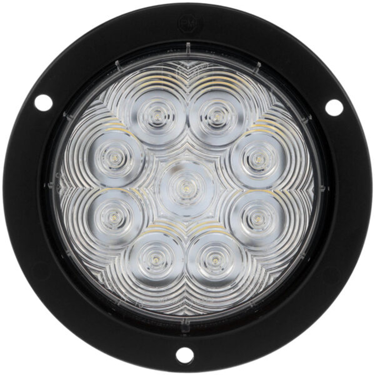 Peterson 824C-9 4" Round Back-up LumenX LED Lamp- Clear- Flange Mount, 9-32V PL3 Plug