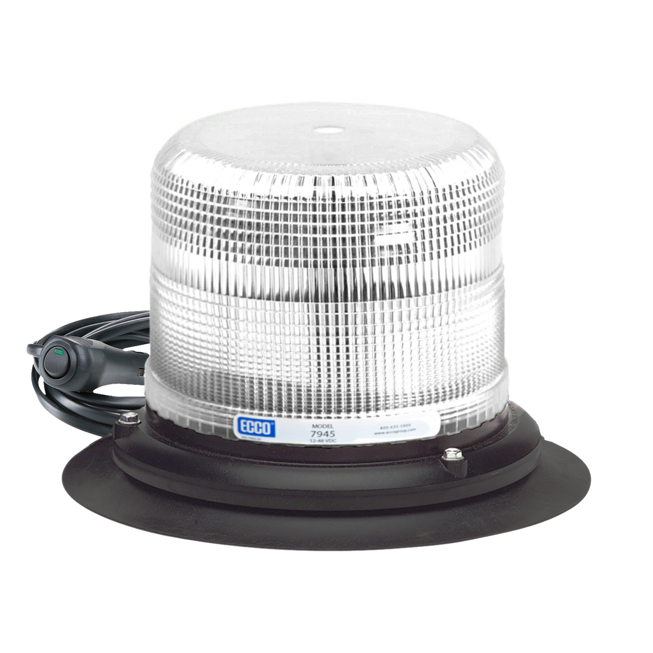 Ecco 7945B-VM Amber LED Beacon, Low Profile, Vaccuum Magnet Mount, Class II