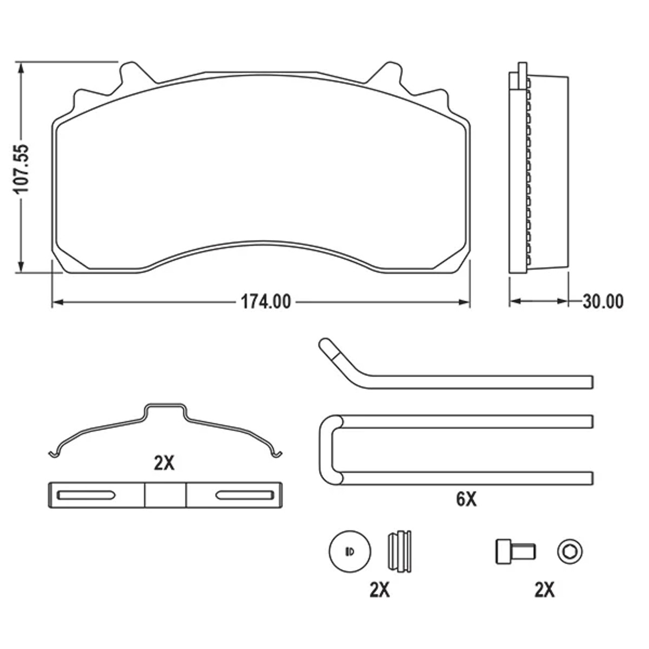 Webb Ultra Grip Plus Air Disc Pads- Wabco MAXXUS Systems FMSI 2061- Replaces 640-322-934-2