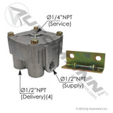 Bendix R12 Type Relay Valve- Vertical Delivery Ports- replaces 065181