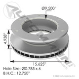 Automann Brake Rotor 153.122703 for TH-24 Gunite Air/Hydraulic Applications- replaces E-8904