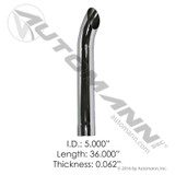 5" ID Chrome Exhaust Stack Pipe- 36" Long- Curved Outlet