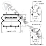 Air Bag for Hendrickson / Ridewell / Neway / Holland Suspensions- Replaces S-2064 / W01-358-7135