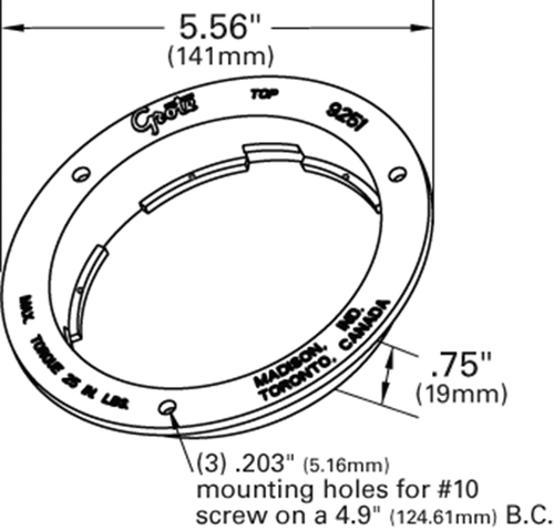 Grote 92513 Chrome Theft Resistant Flange Ring for 4" Lamps