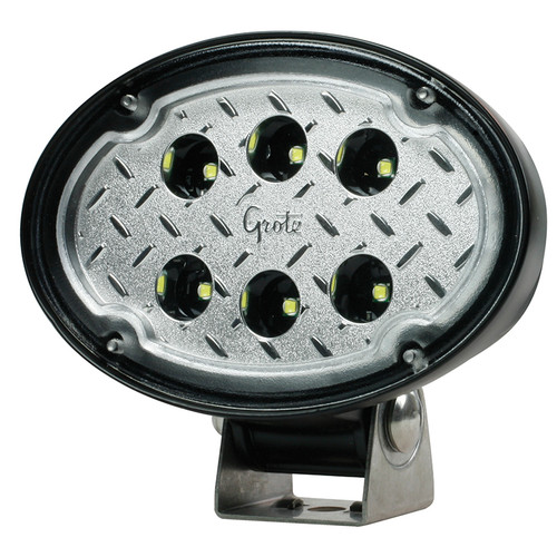 Grote 63F91 Trilliant Oval Work Lamp, Wide Pattern, Hard Shell Plug, 12/24v- Bracket Mount