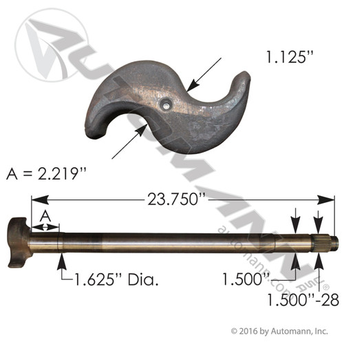 Camshaft for Eaton 16.5" ES Shoes- 23.75" Length- RH