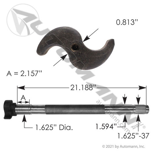Camshaft for Fruehauf 12.25" ES Shoes- 21.188" Length- RH