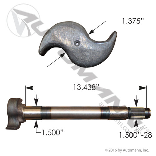 Camshaft for Meritor 16.5" Shoes- 13.438" Length- RH