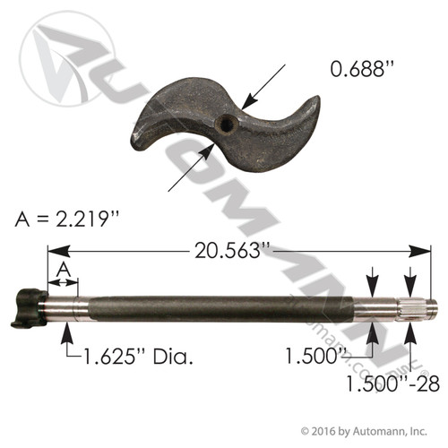 Camshaft for Dana/Spicer 12.25" Shoes- 20.563" Length- RH