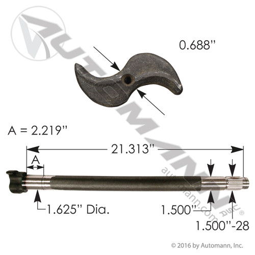 Camshaft for Dana/Spicer 12.25" Shoes- 21.313" Length- LH