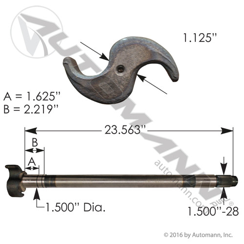 Camshaft for Dana/Spicer 16.5" Shoes- 23.563" Length- LH