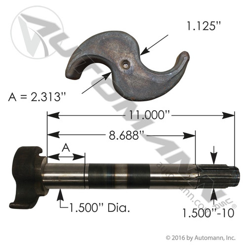 Camshaft for Hendrickson ES 16.5" Shoes- 11.0" Length- RH