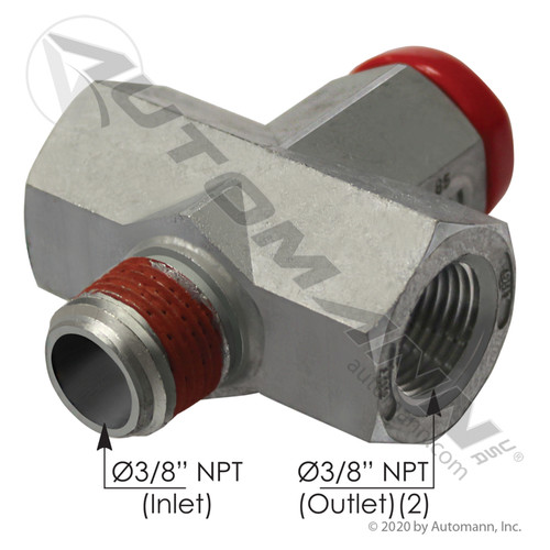 Pressure Protection Valve - PPV 67 - 85PSI- 3/8NPT IN- 3/8NPT OUT- Red Cap