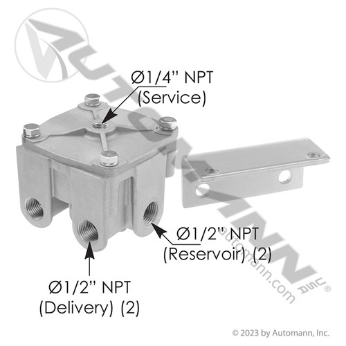 Bendix R12 Type Relay Valve- Horizontal Delivery Ports- replaces 065125
