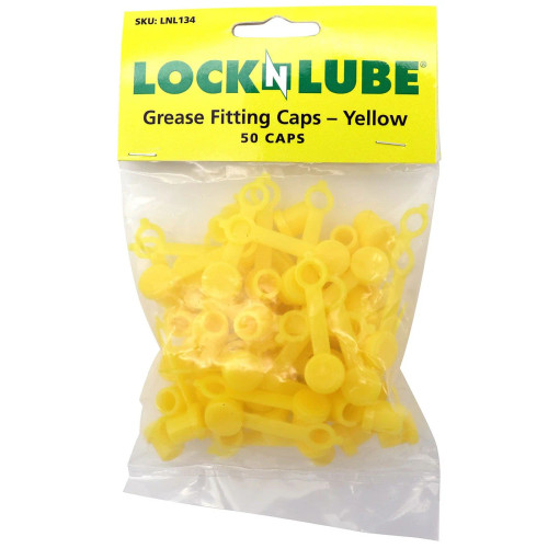 LockNLube Grease Fitting Caps- Pack of 50- Yellow