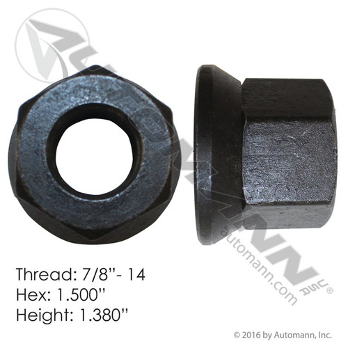 Flanged Wheel Nut- 7/8"-14 (1.5" Hex)- replaces E-5711, R005711