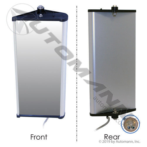 West Coast Mirror (7" x 16")- Box Type- LH, Aluminum, Flange Mount, Heated