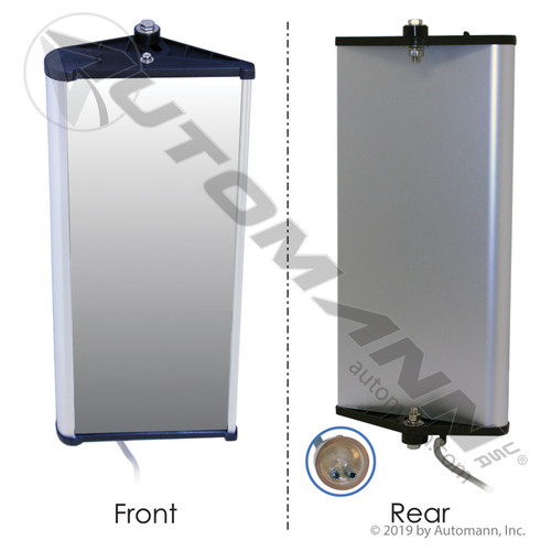 West Coast Mirror (7" x 16")- Box Type- RH, Aluminum, Flange Mount, Heated