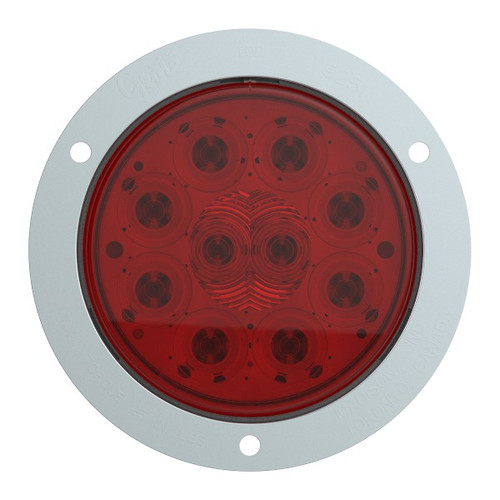 Grote 53302 4" Round SuperNova LED S/T/T Lamp- Red- Flange Mount, Stainless Theft Resistant- 10 Diodes