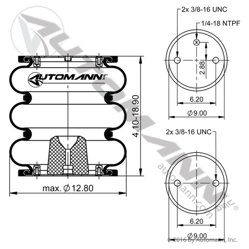Air Bag for Oshkosh Ridewell Suspensions- replaces 8013 / W01-358-8010