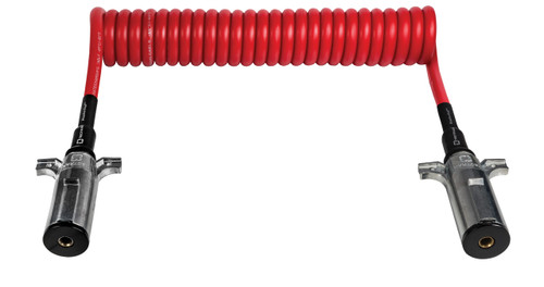 Tectran 7BTG222MW Battery Charging / Liftgate Cable- Powercoil- Single Pole-12'- Red w/ 12" Weatherseal Leads
