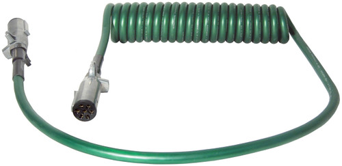 Tectran 7ATG524MW 7-way ABS Trailer Cord- Powercoil- Green- 15' w/ 24" & 12" Leads