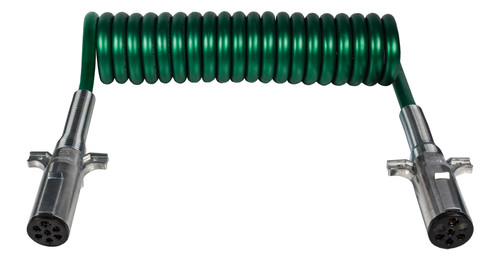 Tectran 7ATG622MG 7-way ABS Trailer Cord- Powercoil- Green- 20' w/ 12" Leads w/ Spring Guards