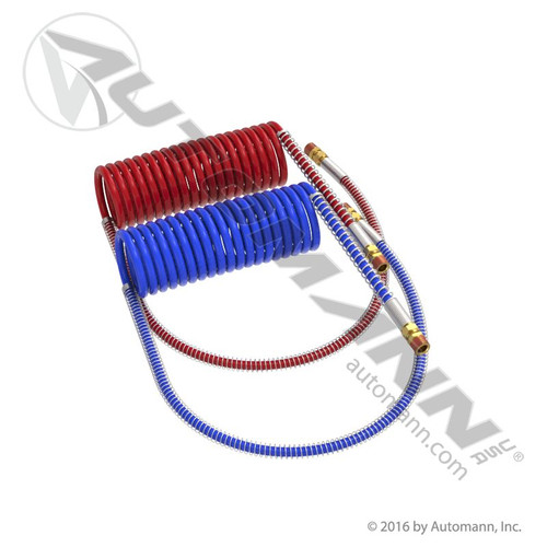 Coiled Trailer Air Line Set 15'- w/ 40" Leads 