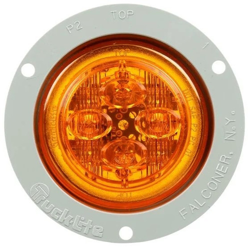 Truck-Lite 10389Y Model 10 (2.5" Round) Low Profile LED Marker / Clearance Lamp- Flush Flange Mount- Amber
