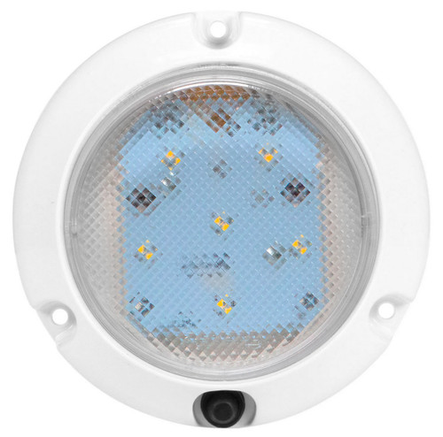 Truck-Lite 44438C Super 44 (4" Round) LED Surface Mount Dome Lamp- Clear, White Flange