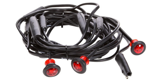 Truck-Lite 33775R 33 Series (.75" Round "Dimelight") LED Marker / Clearance Lamp - 3 Lamp ID Bar Assembly w/ Harness