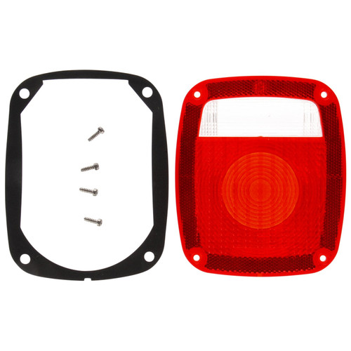Truck-Lite 9049 Red / Clear Dual Optic Lens for 6" x 7" 4 Screw Combo Lamps