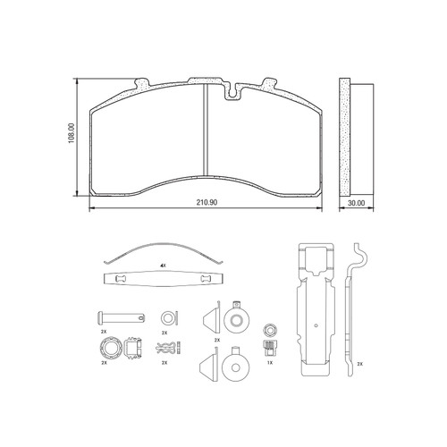 D1369 Air Disc Brake Pads for Bendix ADB22X and (Knorr) SK7 Systems- replaces K070796 / K129276