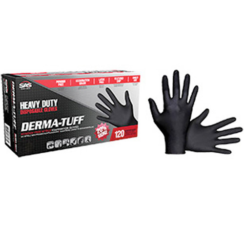 Black Nitrile SAS Derma-Tuff Disposable Gloves- 6mil