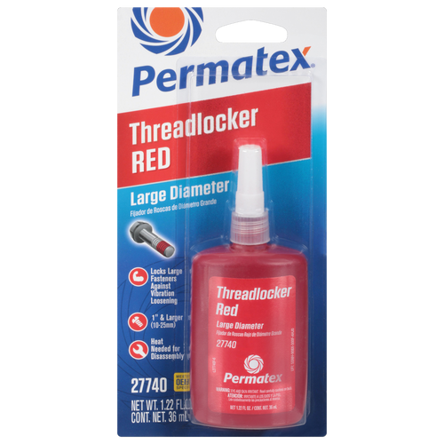 Permatex Red Threadlocker- Large Diameter- 36ml Bottle (27740)